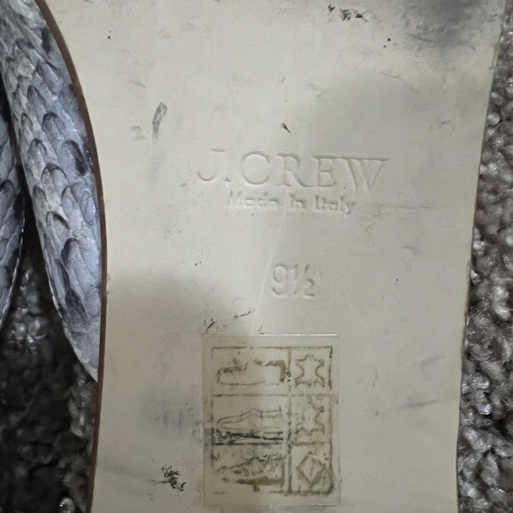 J. Crew Charlie Flat Mules Leather Snake Print Tassel Almond Toe Gray 9.5M - Picture 5 of 8